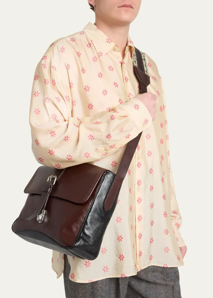 Dries Van Noten Men's Leather Messenger Bag | Thumbnail 2 Dries Van Noten Men's Leather Messenger Bag | Thumbnail 2