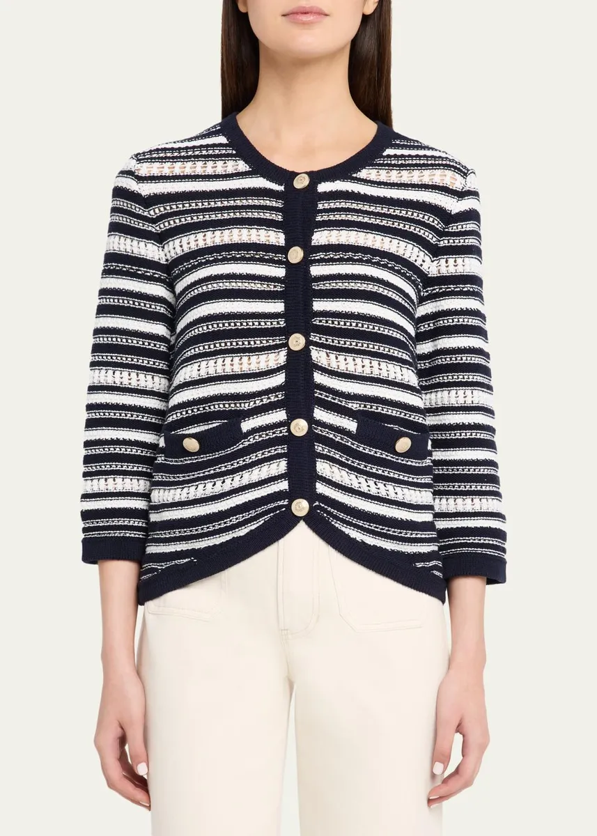 Veronica Beard Bellingham Stripe Knit Cardigan | Thumbnail 4