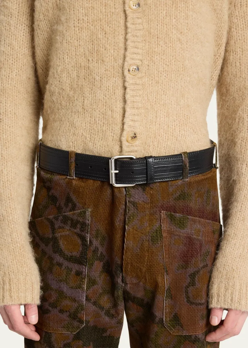 Dries Van Noten Men's Roller-Buckle Leather Belt | Thumbnail 2