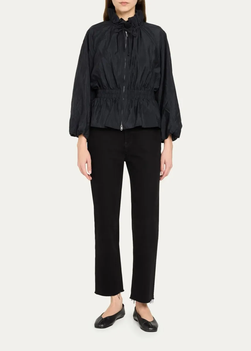 Cinq à Sept Deana Ruffled-Collar Nylon Peplum Jacket | Thumbnail 2 Cinq à Sept Deana Ruffled-Collar Nylon Peplum Jacket | Thumbnail 2