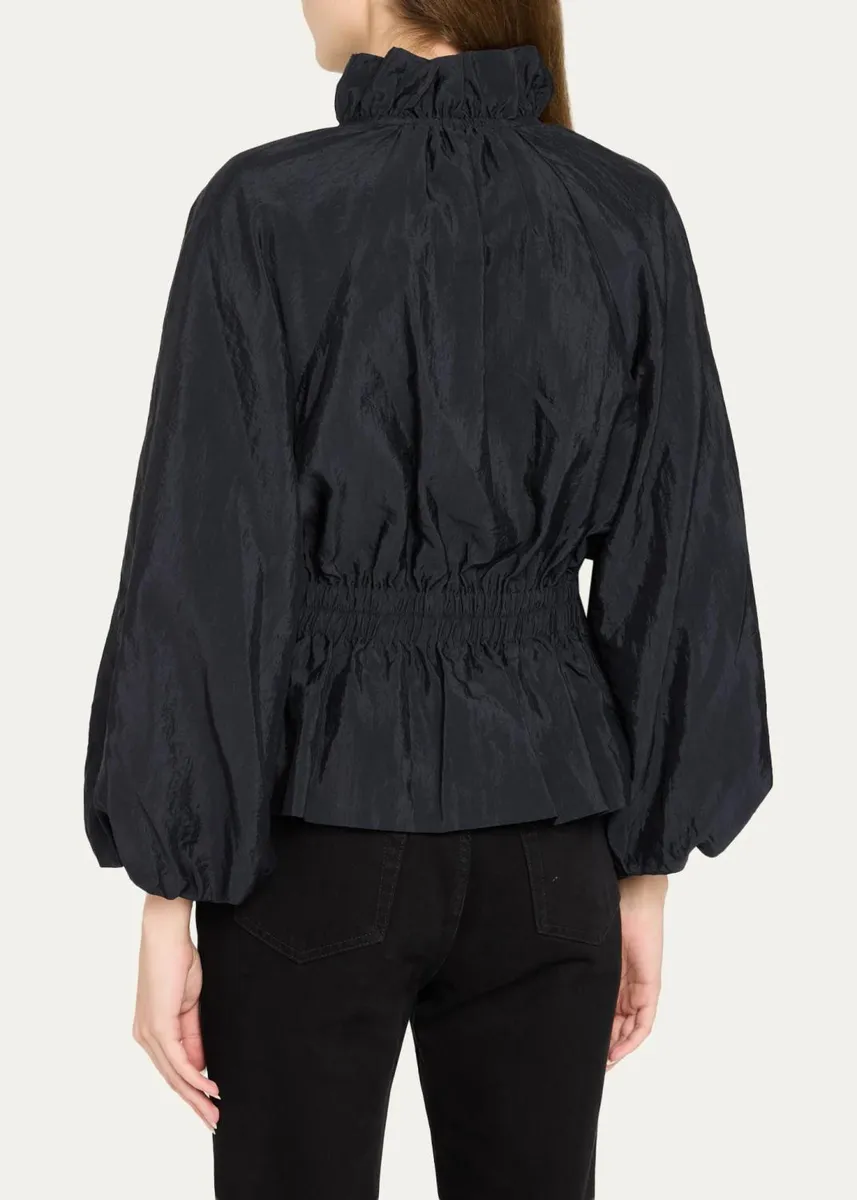 Cinq à Sept Deana Ruffled-Collar Nylon Peplum Jacket | Thumbnail 3 Cinq à Sept Deana Ruffled-Collar Nylon Peplum Jacket | Thumbnail 3