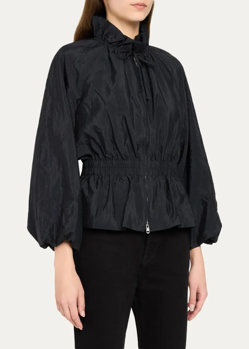 Cinq à Sept Deana Ruffled-Collar Nylon Peplum Jacket | Thumbnail 4 Cinq à Sept Deana Ruffled-Collar Nylon Peplum Jacket | Thumbnail 4