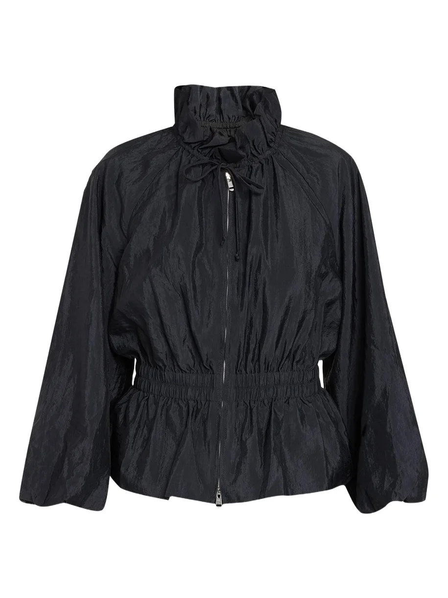 Cinq à Sept Deana Ruffled-Collar Nylon Peplum Jacket