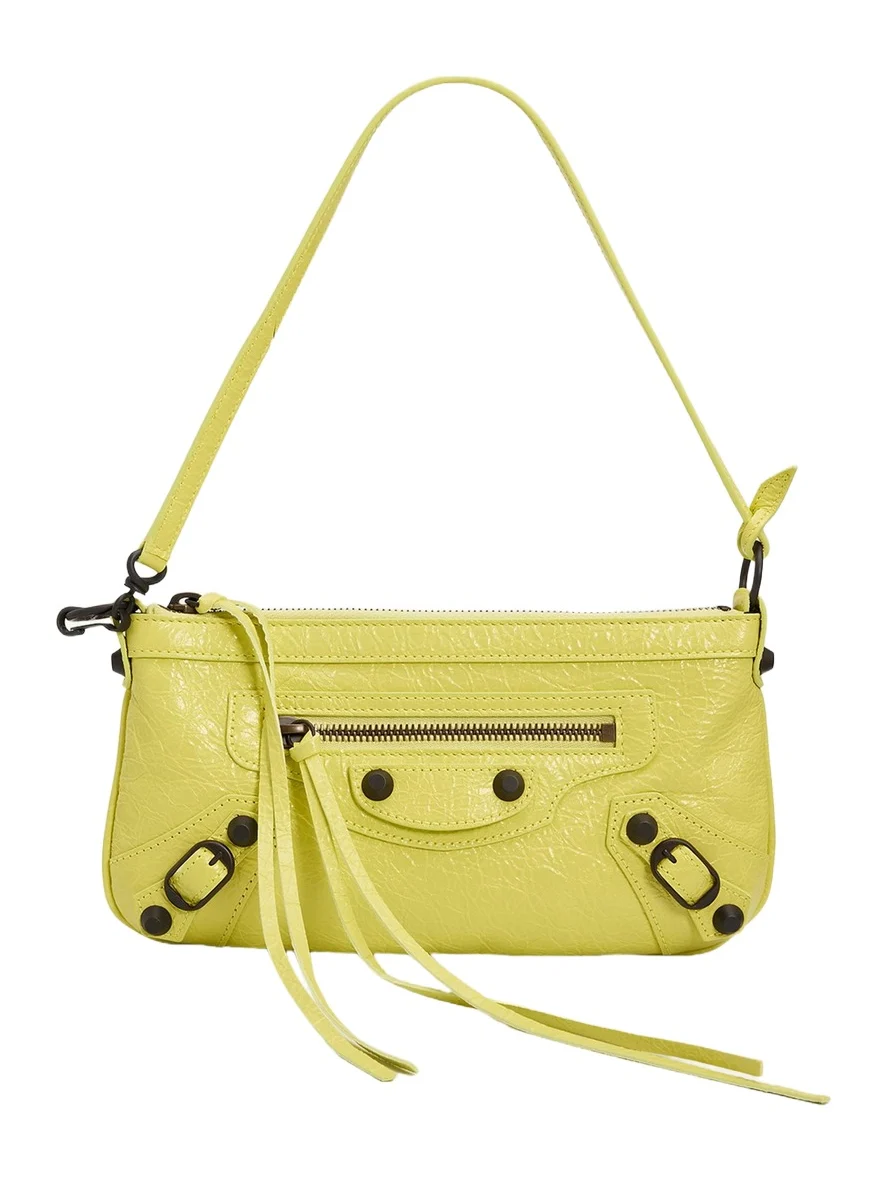 Balenciaga Le City Crinkled Leather Pouch Shoulder Bag