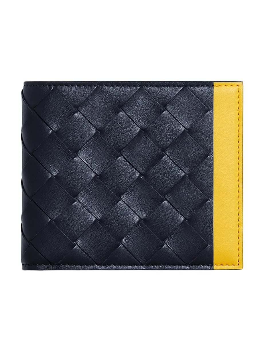 Men's Intrecciato Leather Colorblock Bifold Wallet Men's Intrecciato Leather Colorblock Bifold Wallet