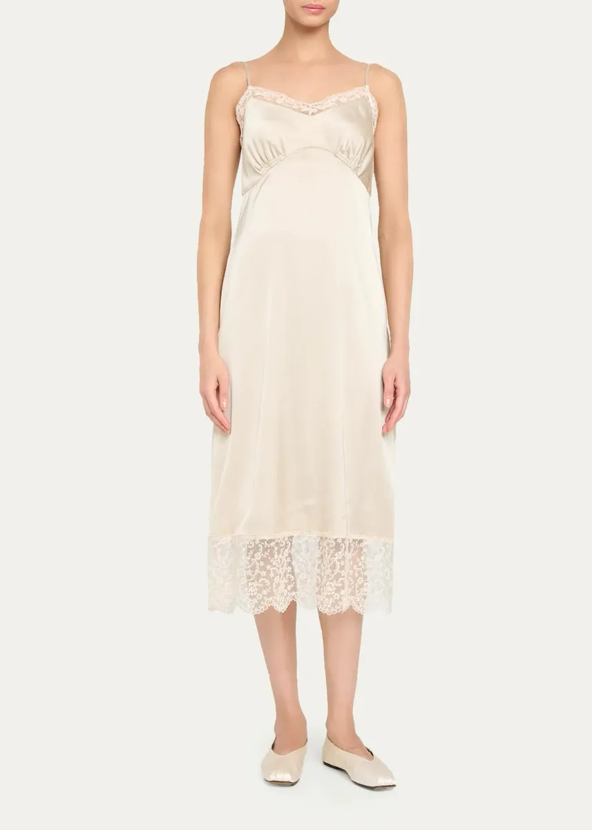 Simone Rocha Lace Trim Satin Midi Slip Dress | Thumbnail 2 Simone Rocha Lace Trim Satin Midi Slip Dress | Thumbnail 2