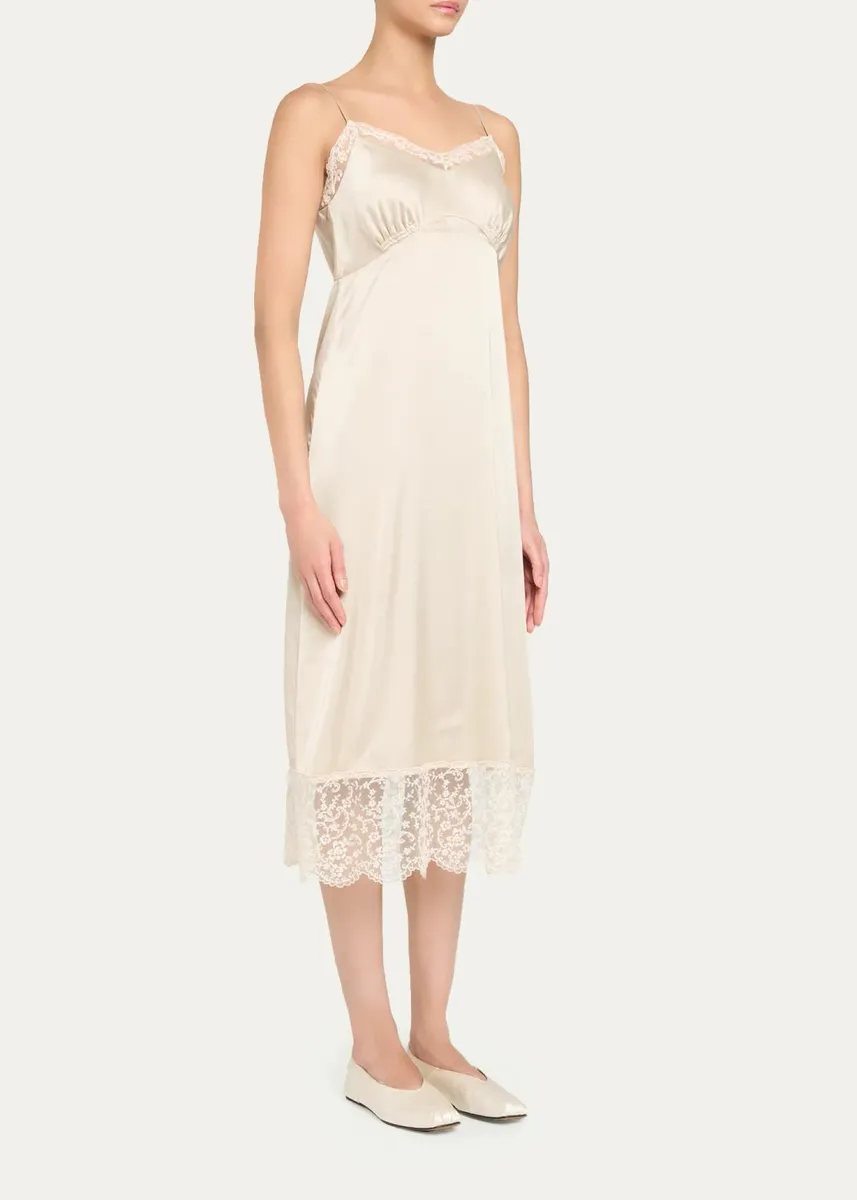 Simone Rocha Lace Trim Satin Midi Slip Dress | Thumbnail 4 Simone Rocha Lace Trim Satin Midi Slip Dress | Thumbnail 4