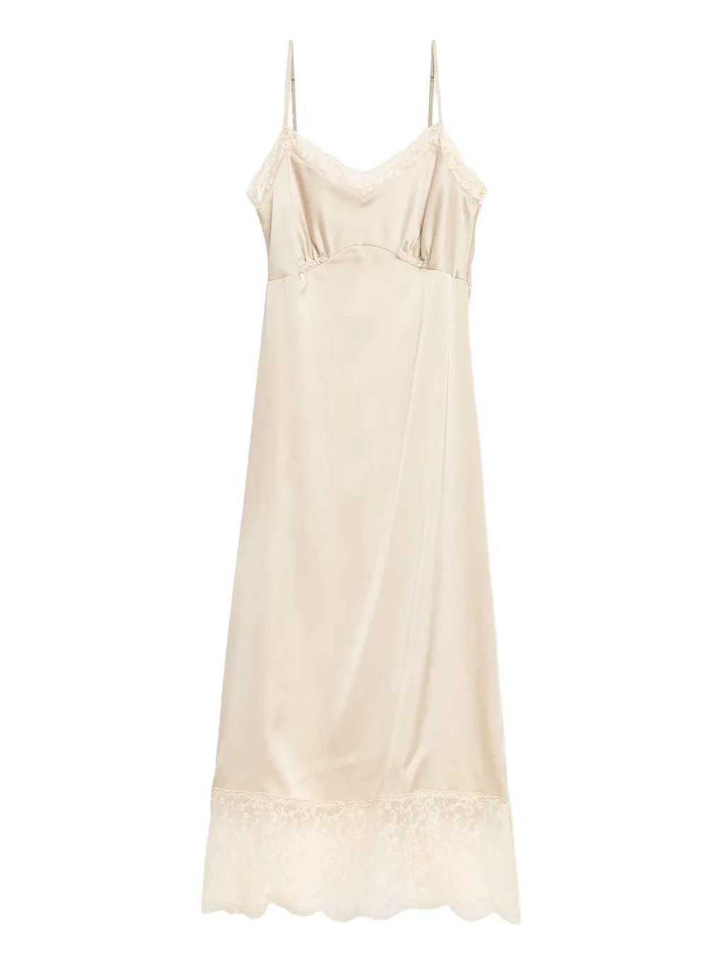 Lace Trim Satin Midi Slip Dress Lace Trim Satin Midi Slip Dress
