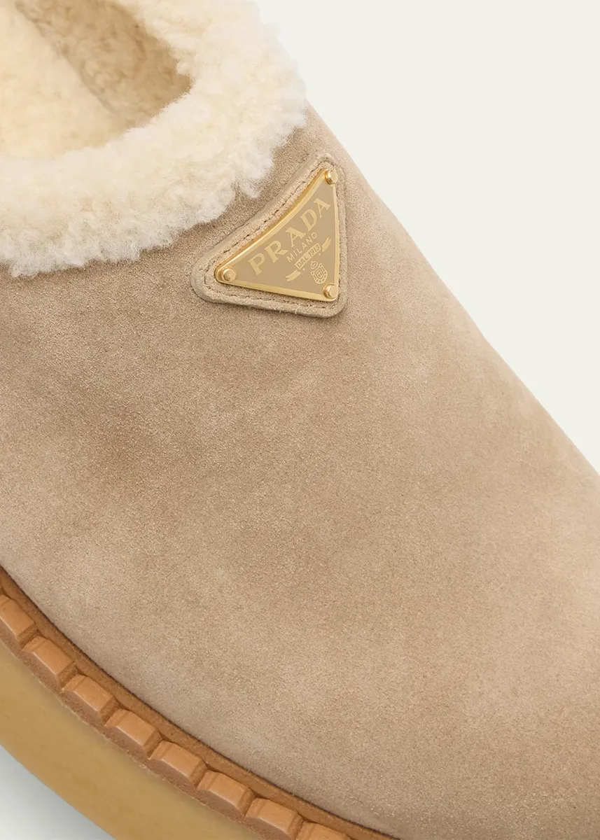 Prada Suede Shearling Cozy Platform Mules | Thumbnail 5 Prada Suede Shearling Cozy Platform Mules | Thumbnail 5