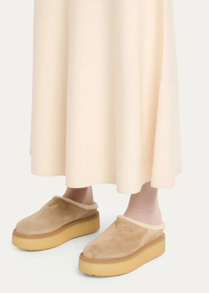 Prada Suede Shearling Cozy Platform Mules | Thumbnail 6 Prada Suede Shearling Cozy Platform Mules | Thumbnail 6