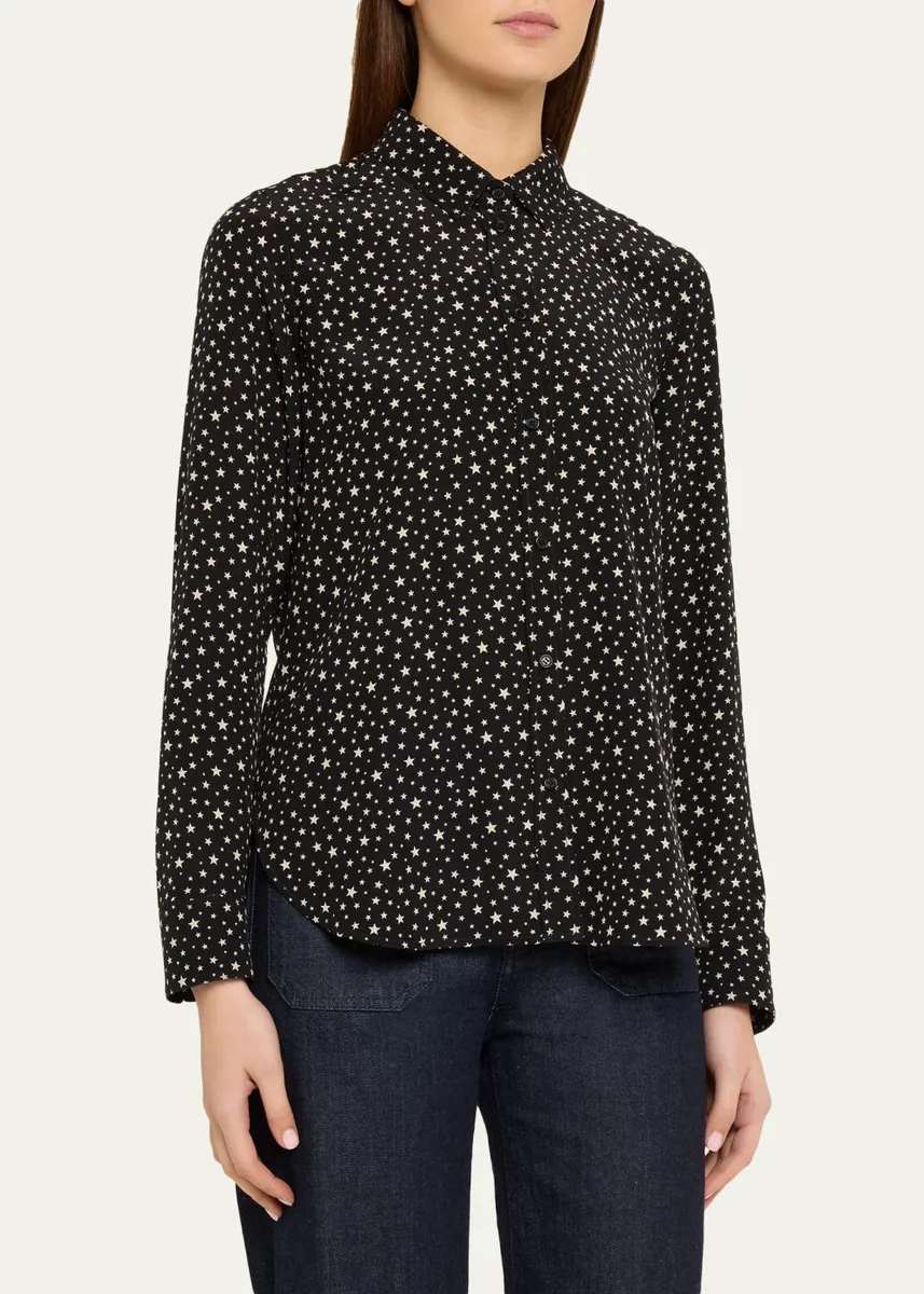 Nili Lotan Spotted Silk Button-Down Blouse | Thumbnail 8 Nili Lotan Spotted Silk Button-Down Blouse | Thumbnail 8