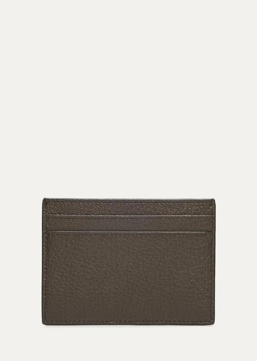 Saint Laurent Men's YSL-Embossed Card Holder in Grained Leather | Thumbnail 3