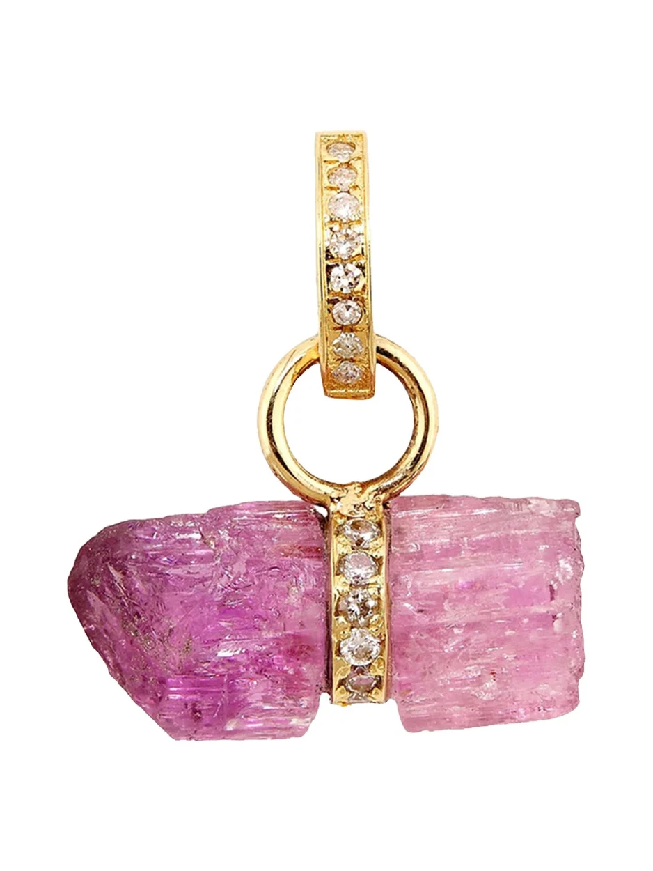 14K Pink Topaz Diamond Bar Charm 14K Pink Topaz Diamond Bar Charm