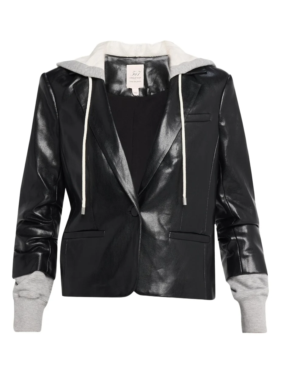 Hooded Vegan Leather Jacket Hooded Vegan Leather Jacket
