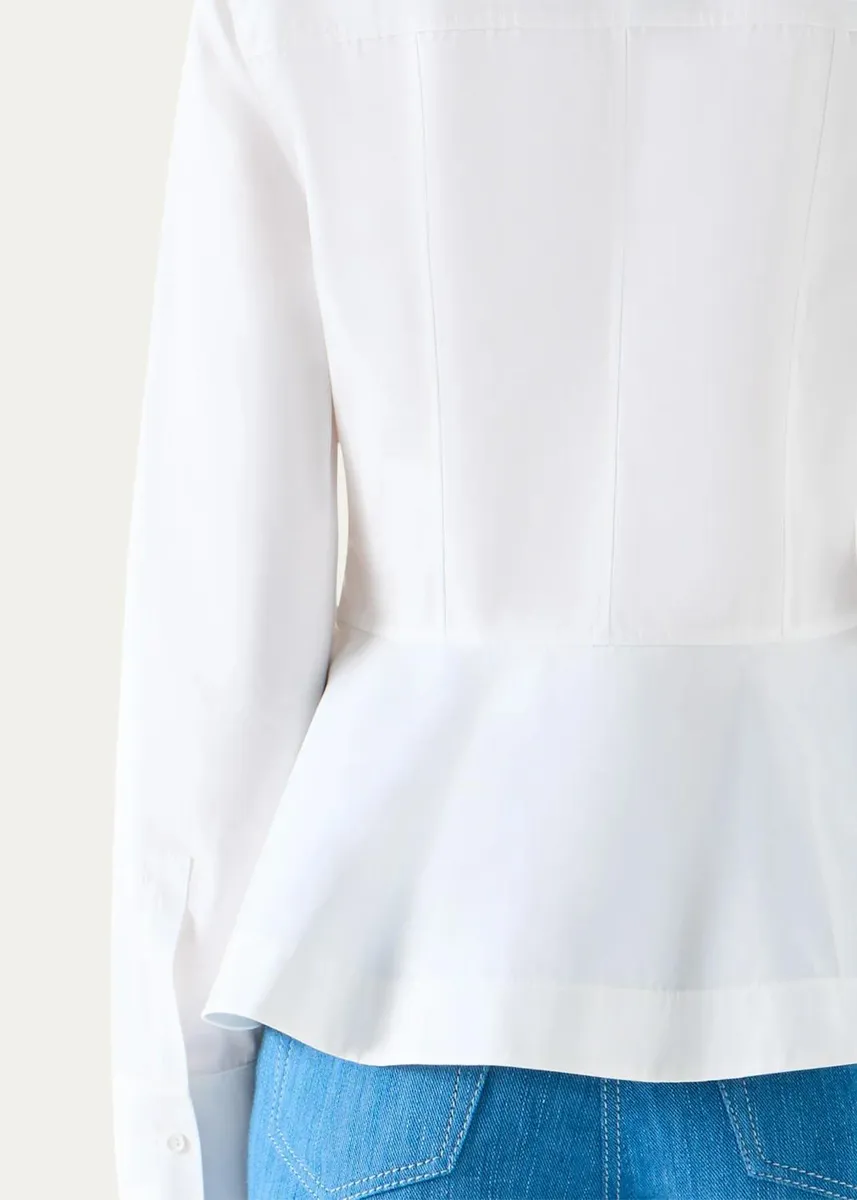 Akris punto Peplum Cotton Button-Front Blouse | Thumbnail 5 Akris punto Peplum Cotton Button-Front Blouse | Thumbnail 5