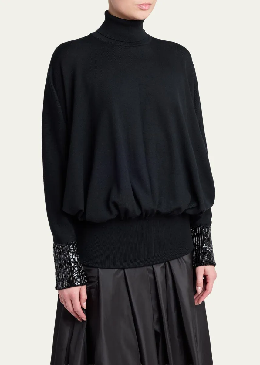 Valentino Garavani Turtleneck Sequined Balloon Sweater | Thumbnail 4 Valentino Garavani Turtleneck Sequined Balloon Sweater | Thumbnail 4