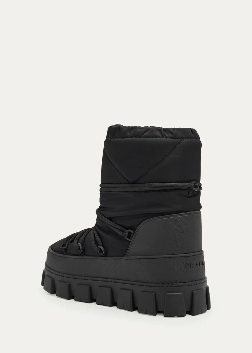 Prada Triangle Logo Lug-Sole Nylon Snow Boots | Thumbnail 4