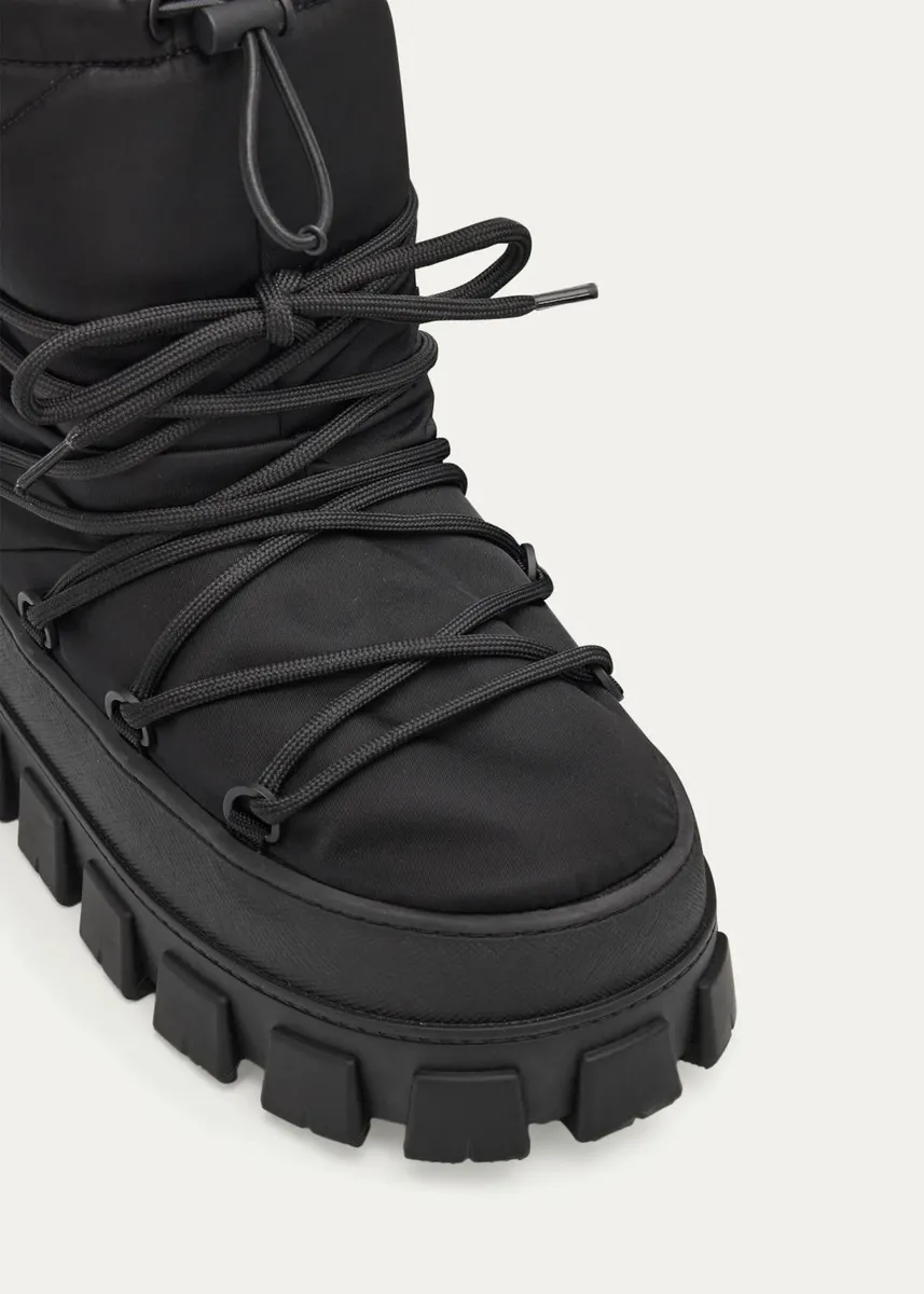 Prada Triangle Logo Lug-Sole Nylon Snow Boots | Thumbnail 5