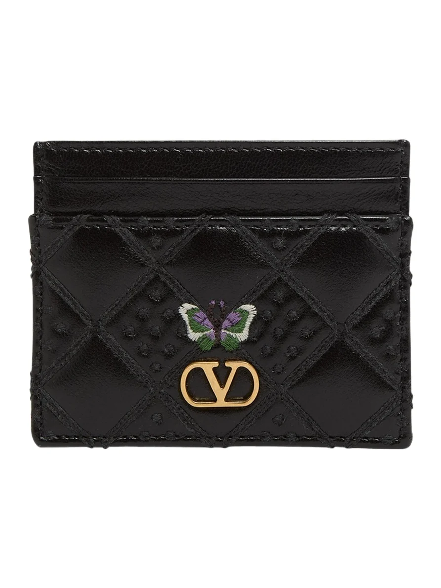 Valentino Garavani Leather VLogo Butterfly Card Holder
