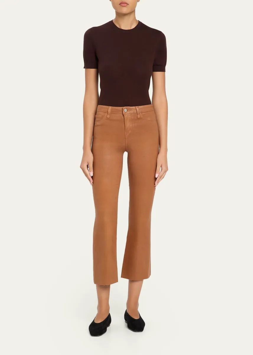L'Agence Kendra High-Rise Coated Crop Flare Jeans | Thumbnail 2