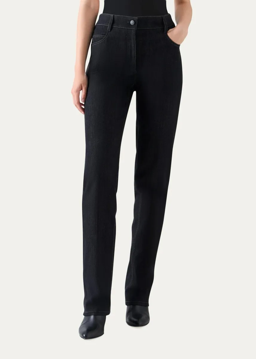 Akris punto Chess Denim Straight-Leg Pants | Thumbnail 3