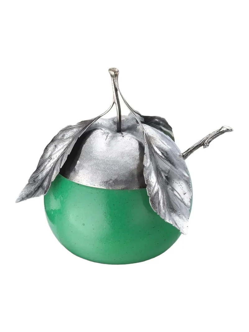 Buccellati Murano Glass & Sterling Silver Green Apple Jam Jar