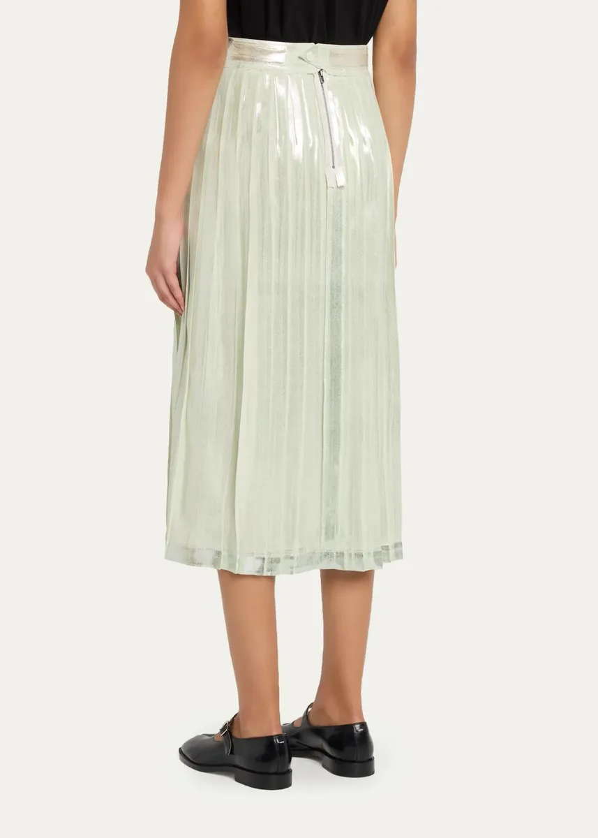 MM6 MAISON MARGIELA Foil Finished Pleated Midi Skirt | Thumbnail 3 MM6 MAISON MARGIELA Foil Finished Pleated Midi Skirt | Thumbnail 3