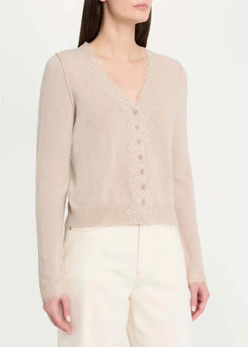 RE/DONE Ruby Lace-Trim Cashmere Cardigan | Thumbnail 4