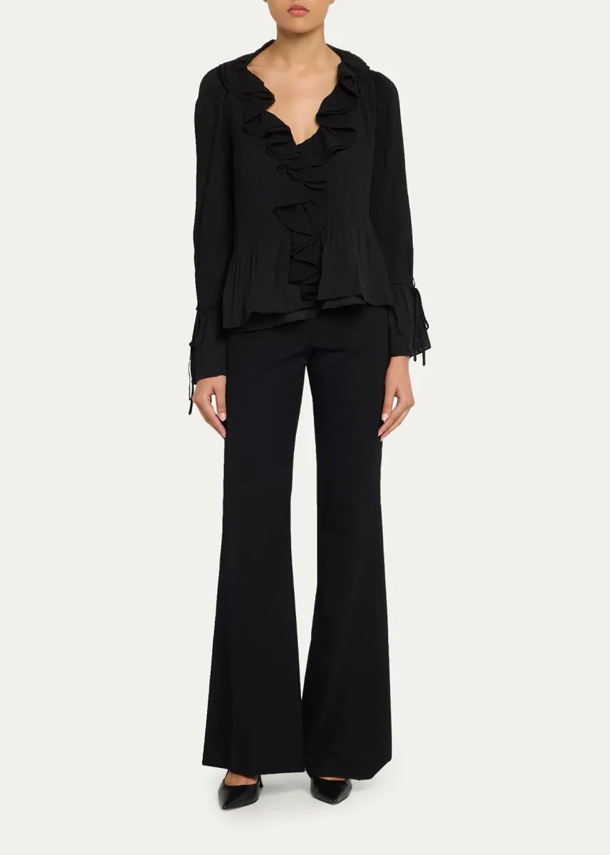 Cinq à Sept Nixed Pleated Ruffle-Trim Peplum Top | Thumbnail 2 Cinq à Sept Nixed Pleated Ruffle-Trim Peplum Top | Thumbnail 2