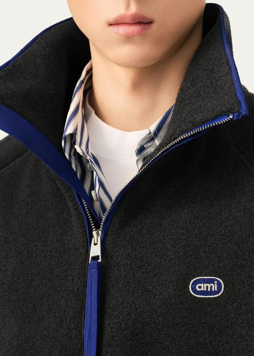 AMI PARIS Men's Half Zip Fleece Jacket | Thumbnail 5