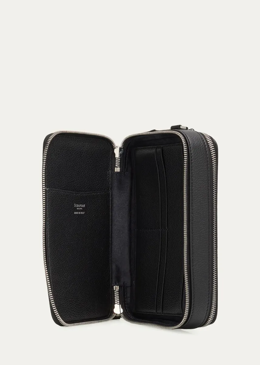 Serapian Men's Zipped Leather Travel Pouch | Thumbnail 4 Serapian Men's Zipped Leather Travel Pouch | Thumbnail 4
