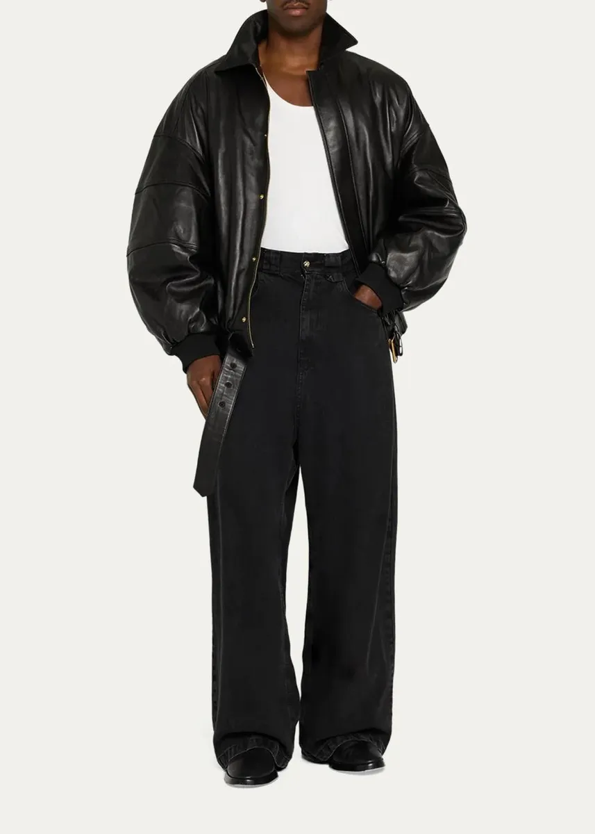 Willy Chavarria Men's Hustler Leather Jacket | Thumbnail 2