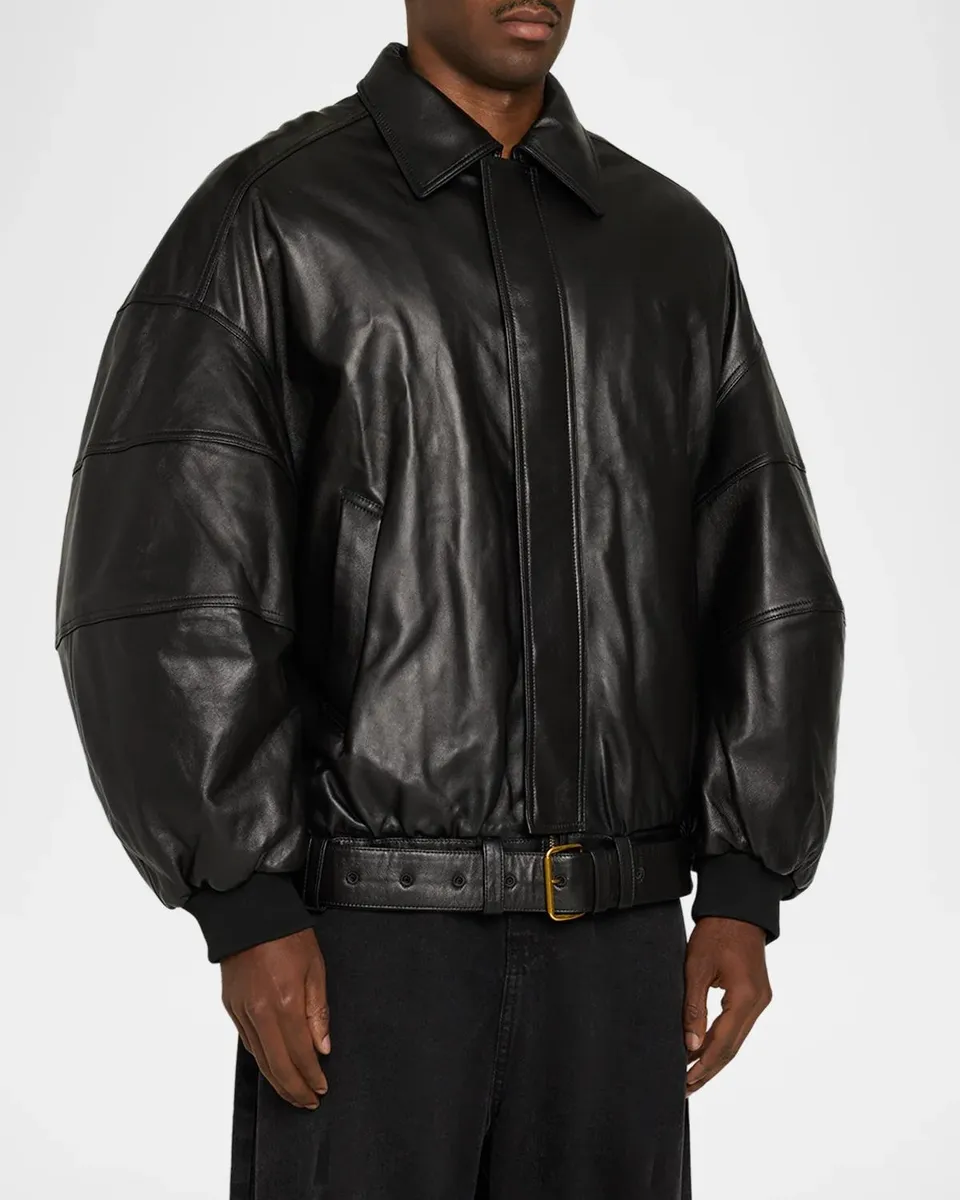 Willy Chavarria Men's Hustler Leather Jacket | Thumbnail 4