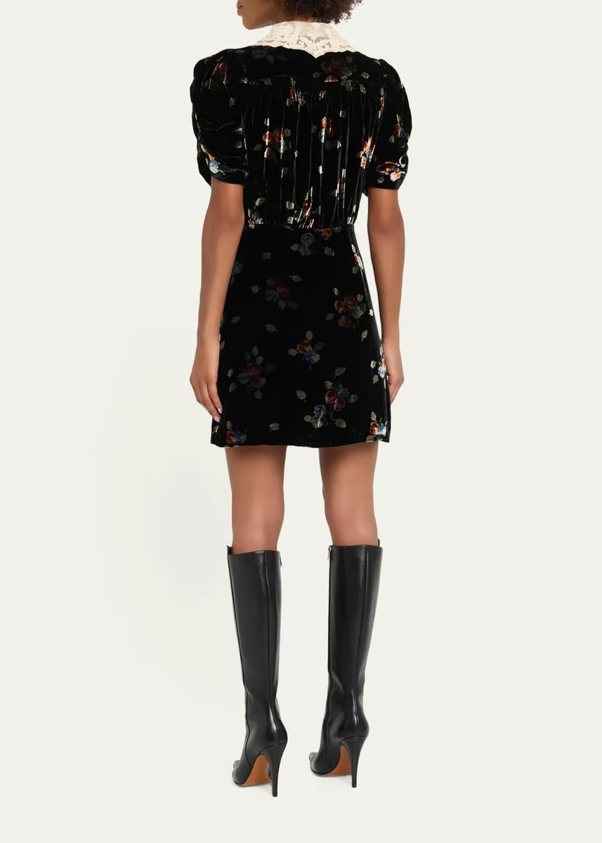 Sea Leda Floral Burnout Velvet Mini Dress | Thumbnail 3 Sea Leda Floral Burnout Velvet Mini Dress | Thumbnail 3