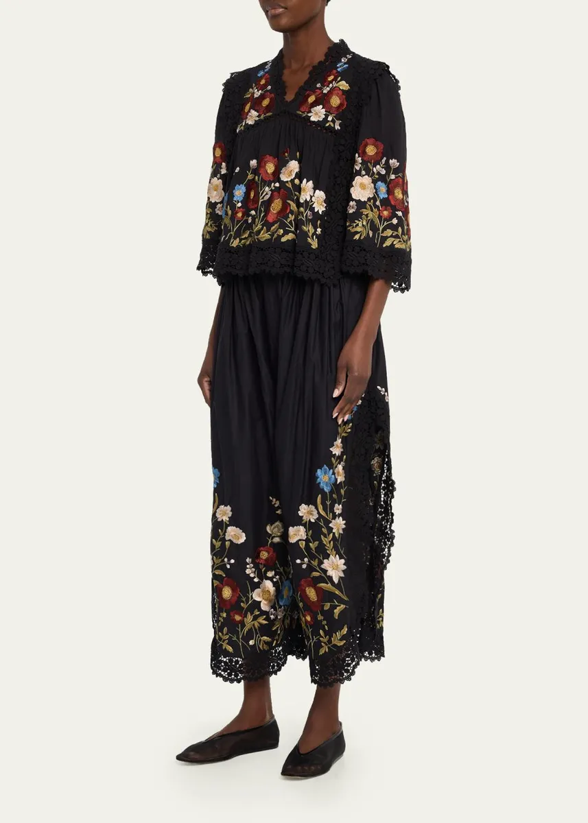 Sea Ruwa Embroidered V-Neck Long-Sleeve Top With Lace Trim | Thumbnail 2 Sea Ruwa Embroidered V-Neck Long-Sleeve Top With Lace Trim | Thumbnail 2