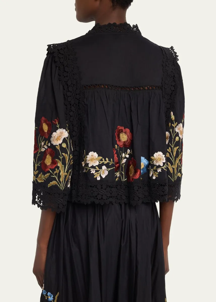 Sea Ruwa Embroidered V-Neck Long-Sleeve Top With Lace Trim | Thumbnail 3 Sea Ruwa Embroidered V-Neck Long-Sleeve Top With Lace Trim | Thumbnail 3