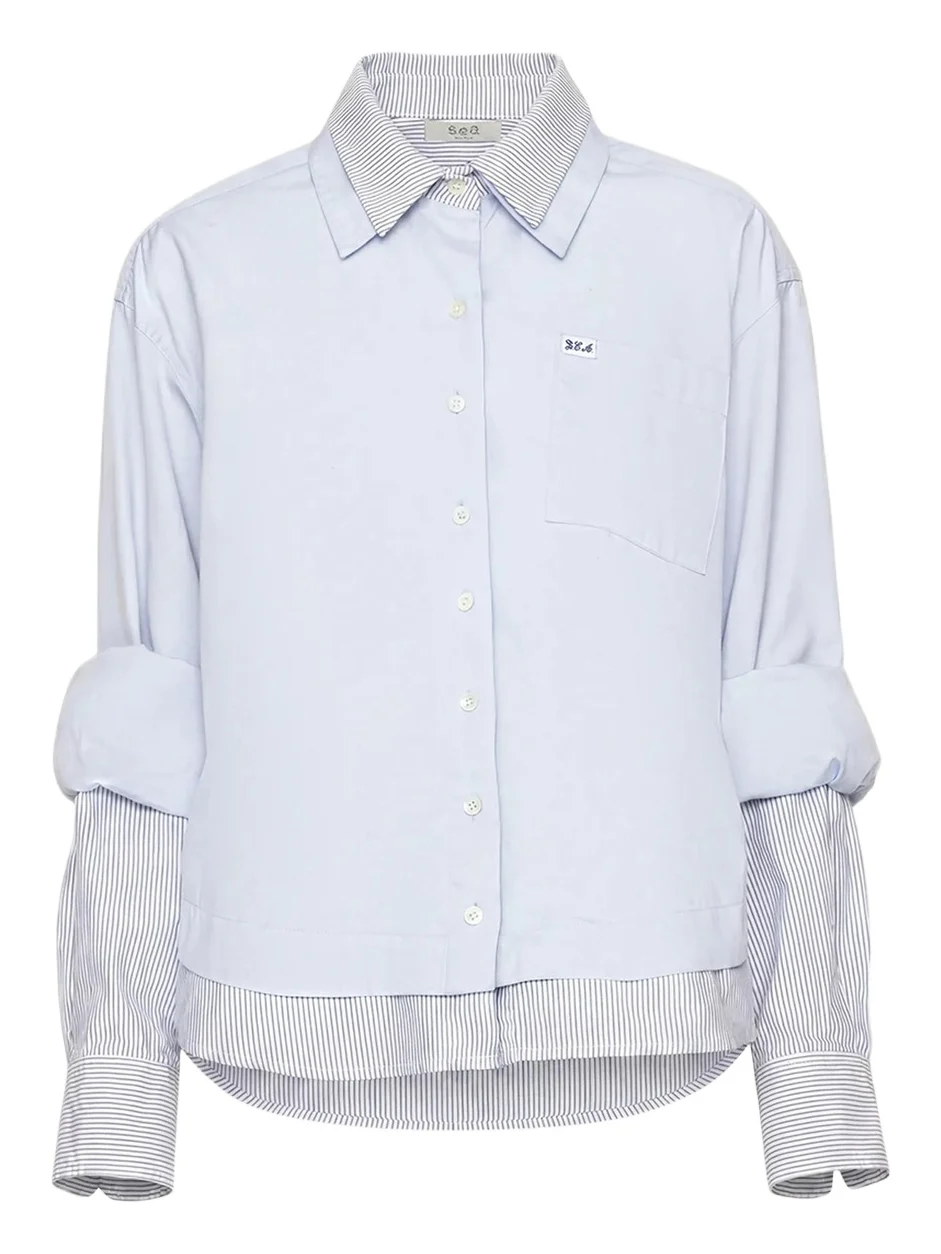 Sea Zayna Double-Layer Cotton Button-Front Shirt