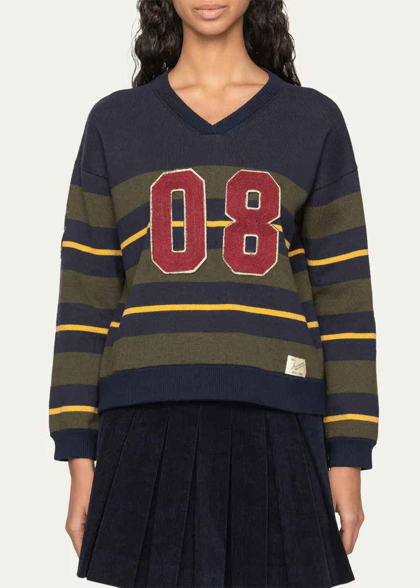 Sea Mina Striped Varsity Sweater | Thumbnail 4 Sea Mina Striped Varsity Sweater | Thumbnail 4