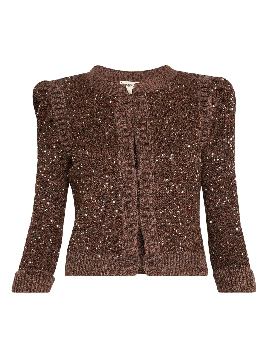 L'Agence Thistle Sequined Knit Cardigan