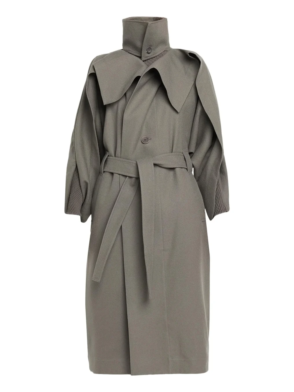 Calligraph Wool Sculptural Belted Trench Coat