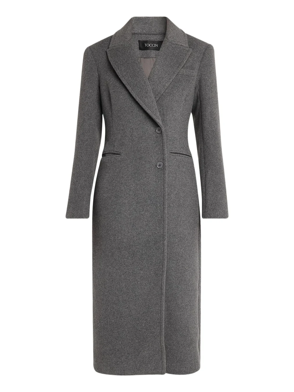 Toccin Boston Sculpted Peak-Lapel Wool Coat