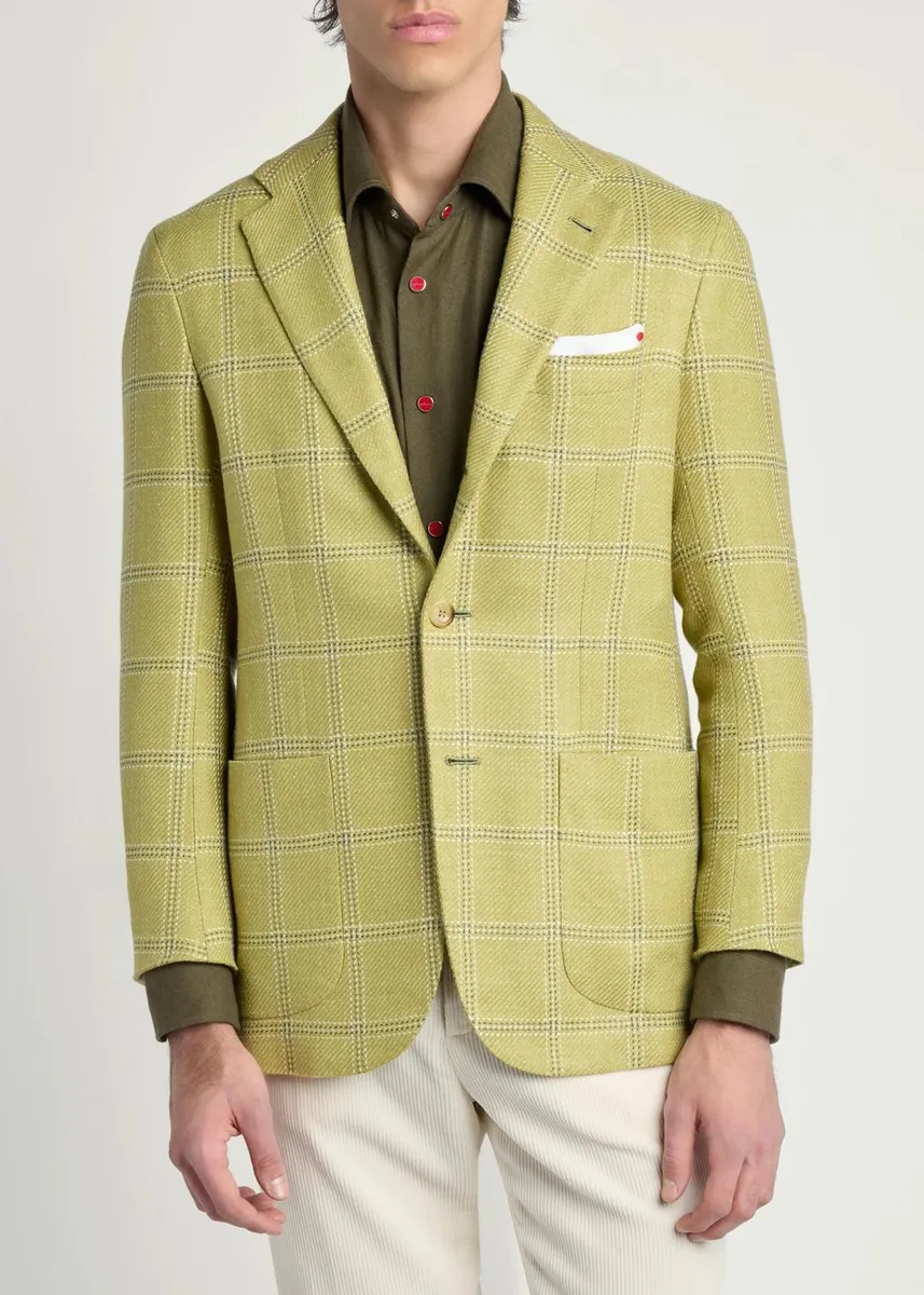 Kiton Men's Grid Check Single-Breasted Sport Coat | Thumbnail 4