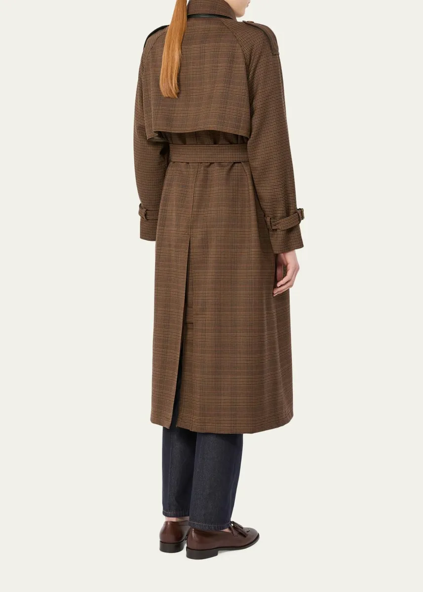 Max Mara Prince of Whales Wool Belted Long Trench | Thumbnail 3 Max Mara Prince of Whales Wool Belted Long Trench | Thumbnail 3