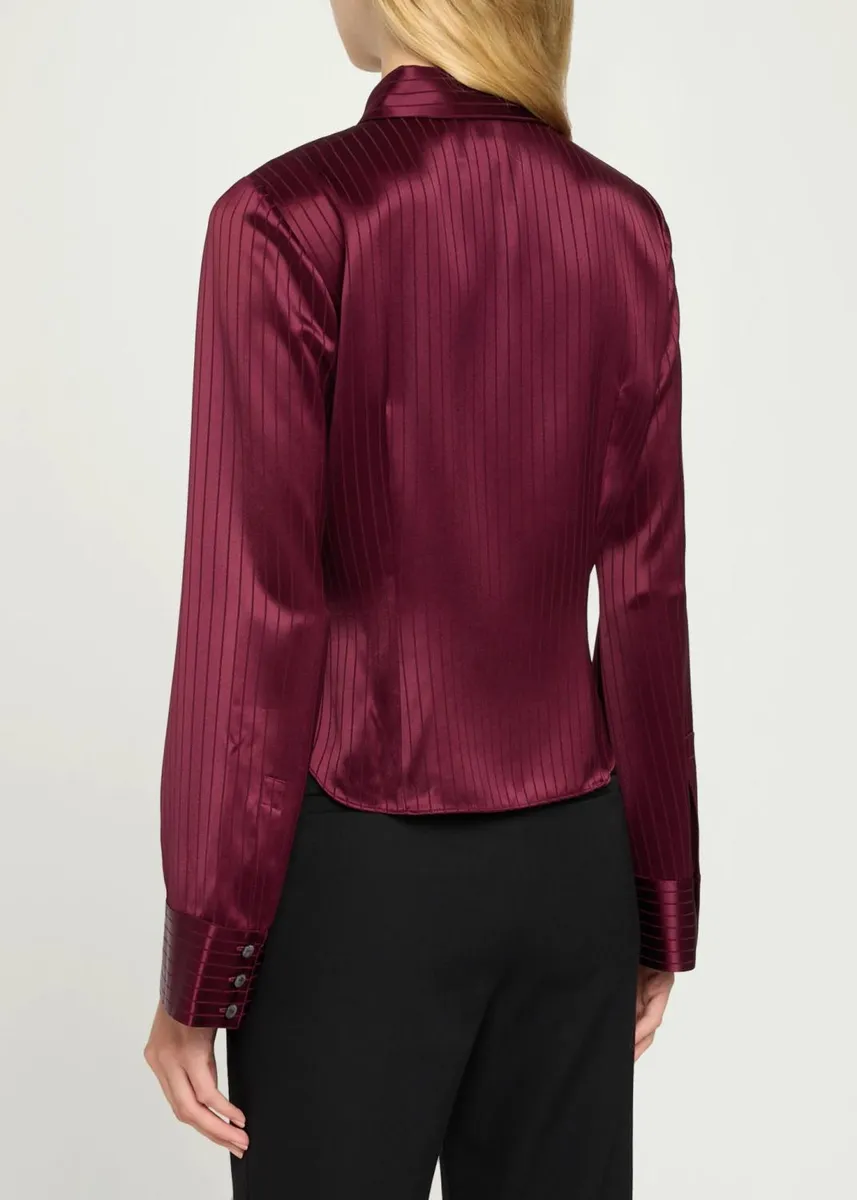 Cinq à Sept Georgia Satin Stripe Button-Front Shirt | Thumbnail 3 Cinq à Sept Georgia Satin Stripe Button-Front Shirt | Thumbnail 3