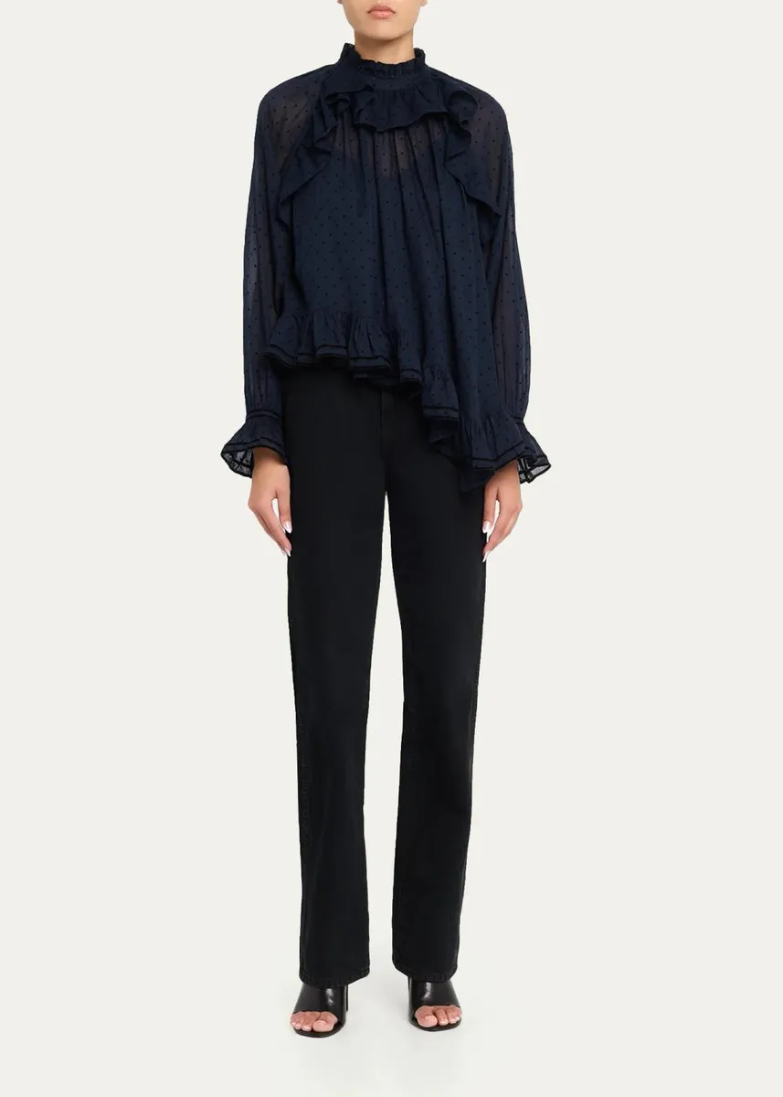 Ulla Johnson Marcella Long-Sleeve Asymmetric Cotton Blouse | Thumbnail 2