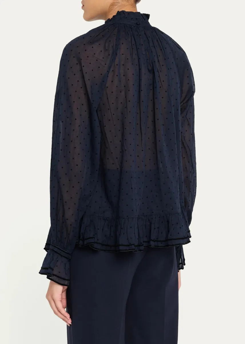 Ulla Johnson Marcella Long-Sleeve Asymmetric Cotton Blouse | Thumbnail 3