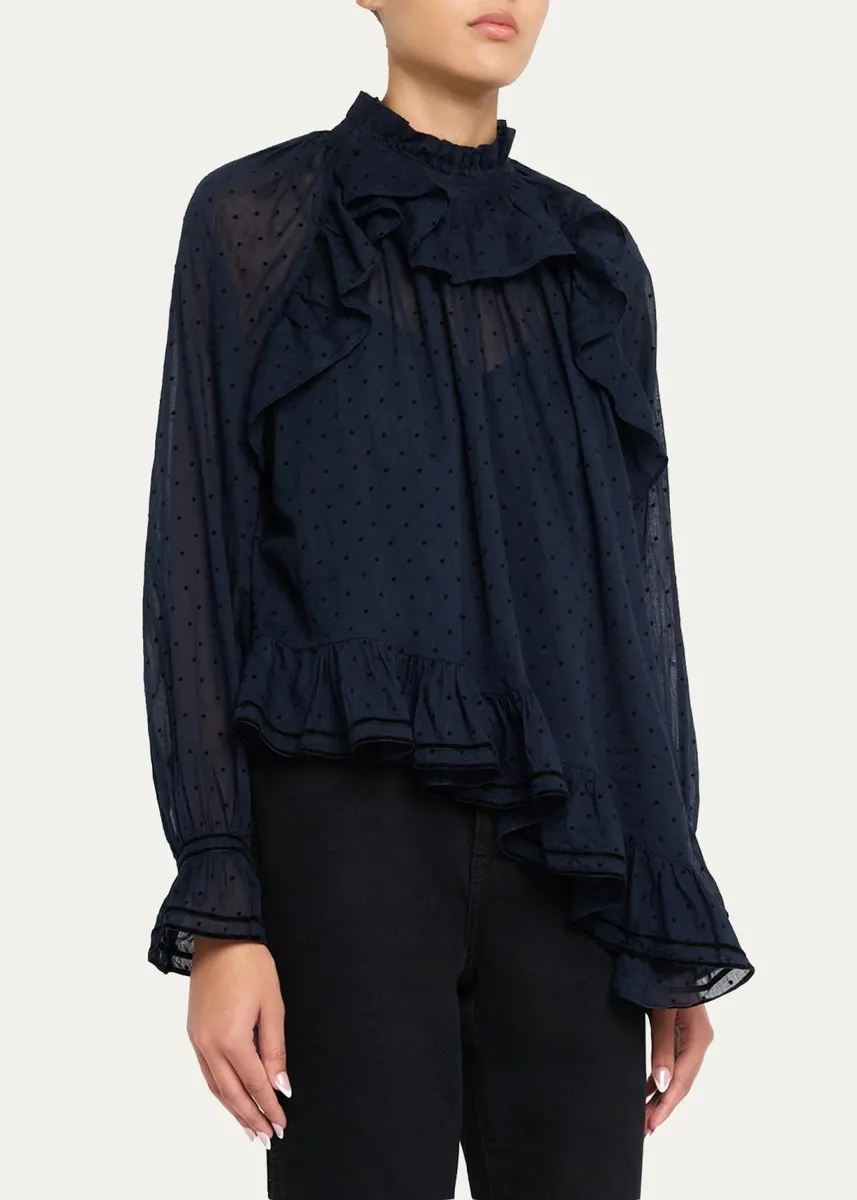 Ulla Johnson Marcella Long-Sleeve Asymmetric Cotton Blouse | Thumbnail 4