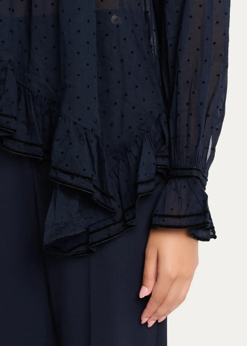 Ulla Johnson Marcella Long-Sleeve Asymmetric Cotton Blouse | Thumbnail 5
