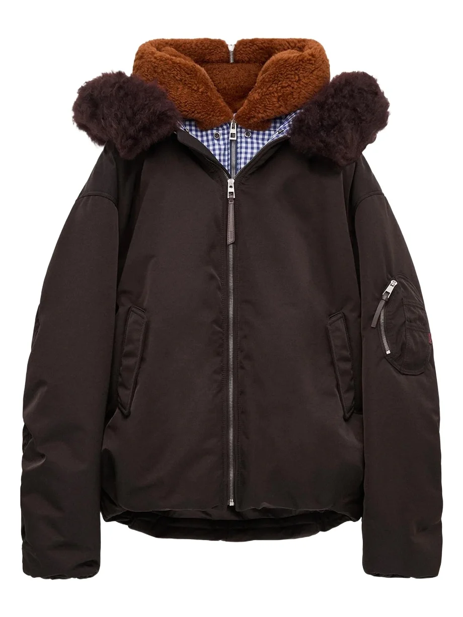Loewe Men's Layered Shearling-Trim Bomber Jacket