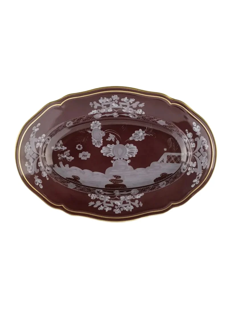 GINORI 1735 Floral Oval Porcelain Pickle Dish